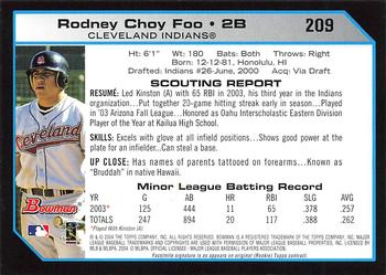 2004 Bowman - 1st Edition #209 Rodney Choy Foo Back