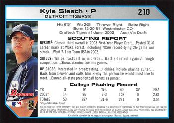 2004 Bowman - 1st Edition #210 Kyle Sleeth Back