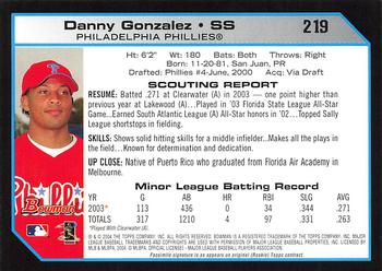 2004 Bowman - 1st Edition #219 Danny Gonzalez Back