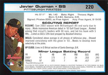 2004 Bowman - 1st Edition #220 Javier Guzman Back