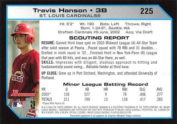 2004 Bowman - 1st Edition #225 Travis Hanson Back