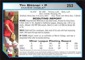 2004 Bowman - 1st Edition #253 Tim Bittner Back