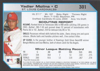 2004 Bowman - 1st Edition #301 Yadier Molina Back