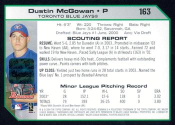2004 Bowman - Autographs #163 Dustin McGowan Back