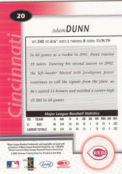 2002 Leaf Certified #20 Adam Dunn Back