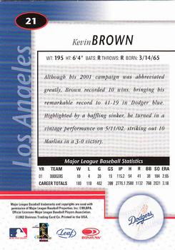 2002 Leaf Certified #21 Kevin Brown Back