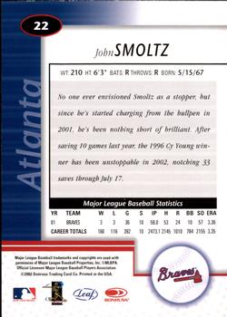 2002 Leaf Certified #22 John Smoltz Back