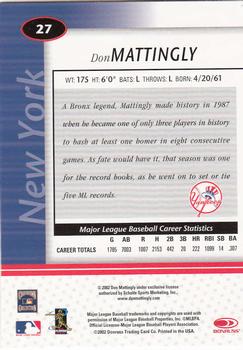 2002 Leaf Certified #27 Don Mattingly Back