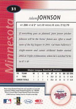2002 Leaf Certified #31 Adam Johnson Back