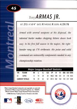 2002 Leaf Certified #45 Tony Armas Jr. Back