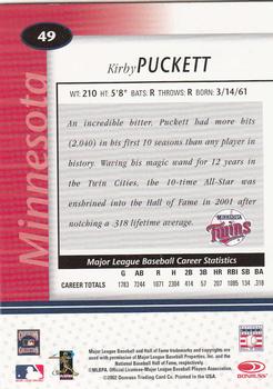 2002 Leaf Certified #49 Kirby Puckett Back