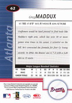 2002 Leaf Certified #62 Greg Maddux Back