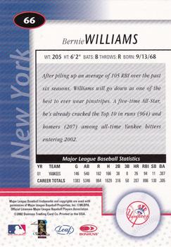2002 Leaf Certified #66 Bernie Williams Back