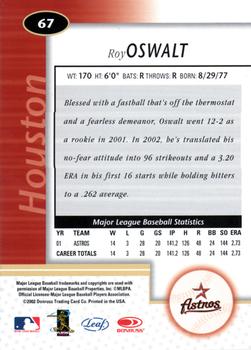2002 Leaf Certified #67 Roy Oswalt Back
