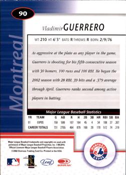 2002 Leaf Certified #90 Vladimir Guerrero Back