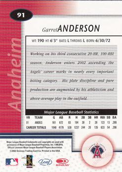2002 Leaf Certified #91 Garret Anderson Back
