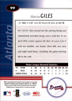 2002 Leaf Certified #99 Marcus Giles Back