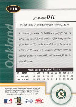 2002 Leaf Certified #118 Jermaine Dye Back