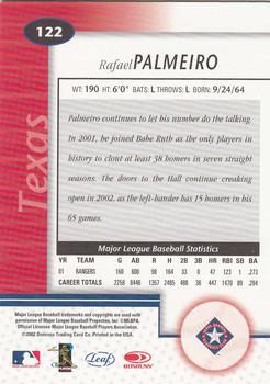 2002 Leaf Certified #122 Rafael Palmeiro Back