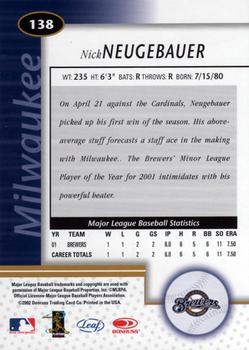 2002 Leaf Certified #138 Nick Neugebauer Back