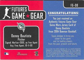 2004 Bowman - Futures Game Gear Jersey Relics #FG-DB Denny Bautista Back