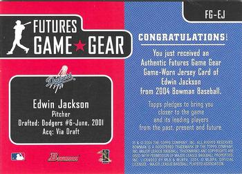 2004 Bowman - Futures Game Gear Jersey Relics #FG-EJ Edwin Jackson Back