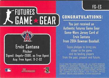 2004 Bowman - Futures Game Gear Jersey Relics #FG-ES Ervin Santana Back