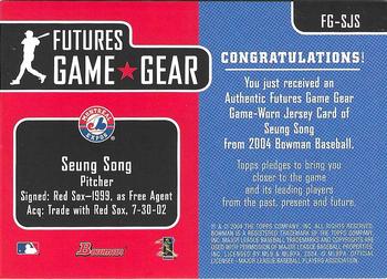 2004 Bowman - Futures Game Gear Jersey Relics #FG-SJS Seung Song Back