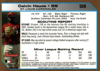 2004 Bowman - Gold #198 Calvin Hayes Back