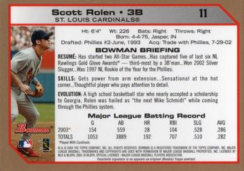 2004 Bowman - Gold #11 Scott Rolen Back