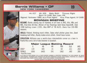2004 Bowman - Gold #19 Bernie Williams Back