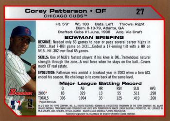 2004 Bowman - Gold #27 Corey Patterson Back