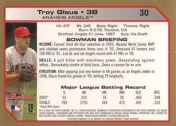 2004 Bowman - Gold #30 Troy Glaus Back