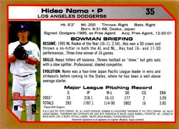 2004 Bowman - Gold #35 Hideo Nomo Back