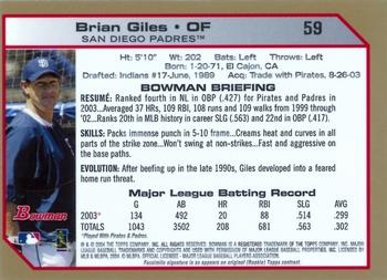 2004 Bowman - Gold #59 Brian Giles Back