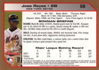 2004 Bowman - Gold #68 Jose Reyes Back