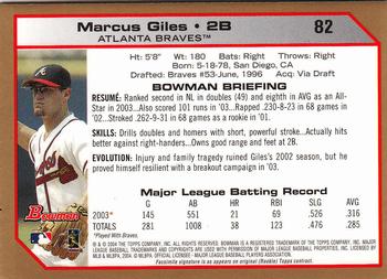 2004 Bowman - Gold #82 Marcus Giles Back