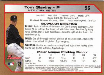 2004 Bowman - Gold #96 Tom Glavine Back