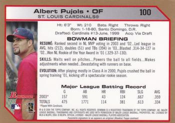 2004 Bowman - Gold #100 Albert Pujols Back