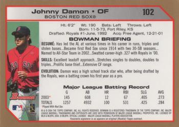 2004 Bowman - Gold #102 Johnny Damon Back