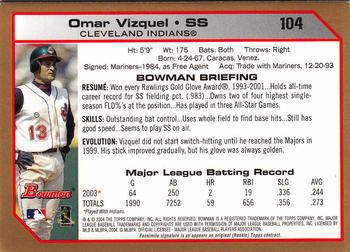 2004 Bowman - Gold #104 Omar Vizquel Back