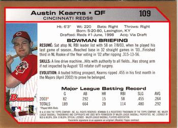 2004 Bowman - Gold #109 Austin Kearns Back