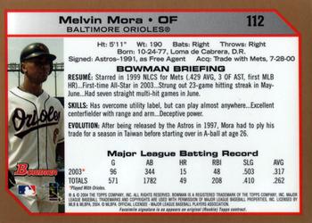 2004 Bowman - Gold #112 Melvin Mora Back
