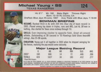 2004 Bowman - Gold #124 Michael Young Back