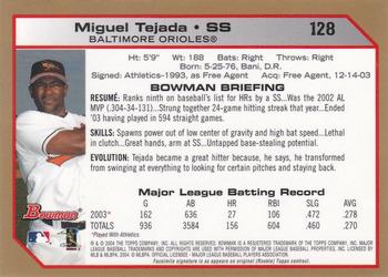 2004 Bowman - Gold #128 Miguel Tejada Back