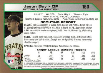 2004 Bowman - Gold #150 Jason Bay Back
