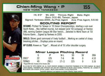 2004 Bowman - Gold #155 Chien-Ming Wang Back