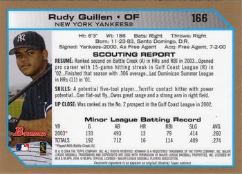 2004 Bowman - Gold #166 Rudy Guillen Back