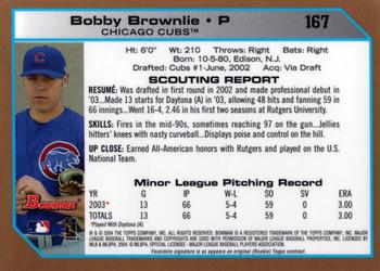 2004 Bowman - Gold #167 Bobby Brownlie Back