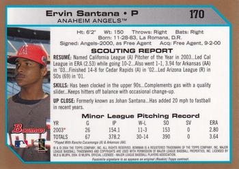 2004 Bowman - Gold #170 Ervin Santana Back